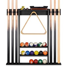 XCSOURCE Pool Cue Rack Only, Pool Stick Holder Wall Mount, 6 Pool Billiard Stick + Ball Set Wall Cue Rack, Made of 100% Bamboo Wood, Compact Billiard Table Accessories for Man Cave