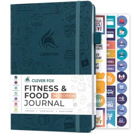 Clever Fox Fitness & Food Journal - Nutrition & Workout Planner for Women & Men - Diet & Gym Exercise Log Book with Calendars, Diet & Training Trackers - Undated, A5 Size, Hardcover (Dark Teal)