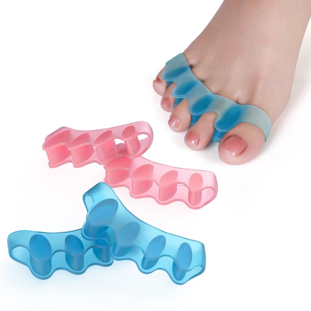 Sosede 4 Pcs Toe Separator,Bunion Corrector for Women Men Toe Spacers to Correct Bunions Yoga Toes Straightener Stretcher Big Toes Correctors Gel Separators (Blue+Pink)