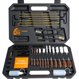 PERWIN Universal Gun Cleaning Kit for All Caliber Pistol Rifle Handgun Shotgun Hunting Cleaning Kit with Brass Rods and Tough Carrying Case, Gun Accessories Gifts for Men