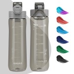 Opard Peak Water Bottle 20 Oz BPA Free Tritan Plastic Leak Proof Flip Top for School Kids Sports Gym Yoga Camping (Clear Grey)
