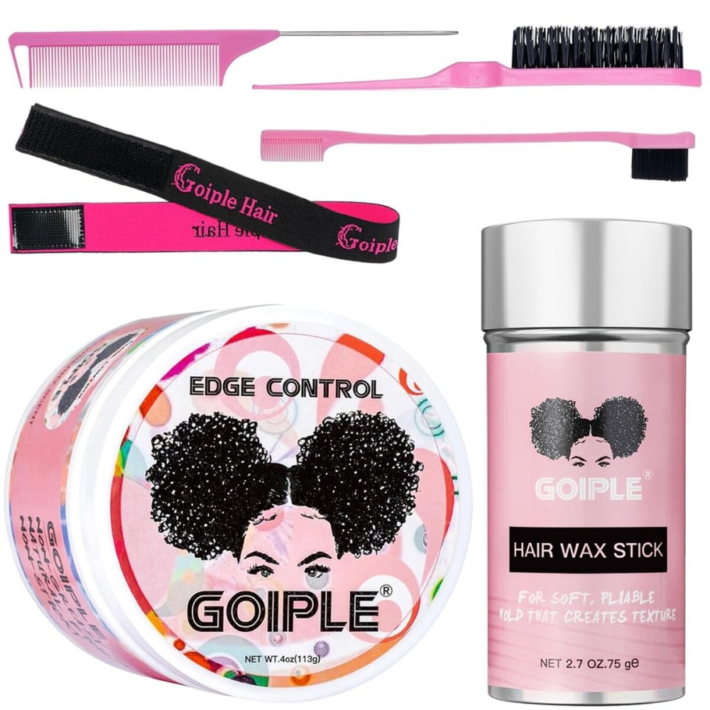 Strong Hold Non-Greasy Edge Control Gel and Wax Stick with Hair Comb for All Hair Types - No Flaking Edge Wax for Styling Black Hair Wigs