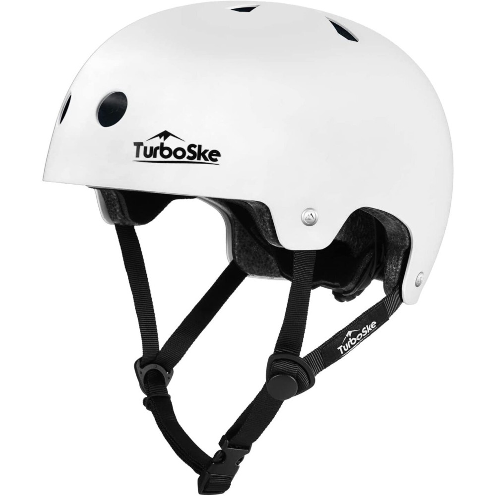 TurboSke Skateboard Helmet, Multi-Sport Helmet, Bike Helmet for Youth, Men, Women (WWhite, S/M (20.5-22.8))