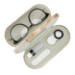 Muf 2 in 1 Contact Lens Case and Glasses Case, Double Sided Design with Mirror, Portable Travel Kit with Tweezer, Remover and Solution Bottle, Red Marble