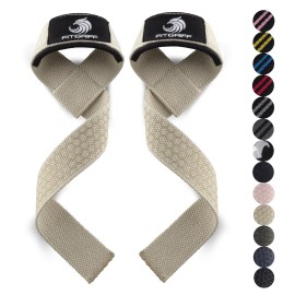 Fitgriff Lifting Wrist Straps for Weightlifting, Gym, Deadlift, Workout (Made of Premium Cotton & Padded) - Men & Women (XS, Sand (Silicone-Grip))