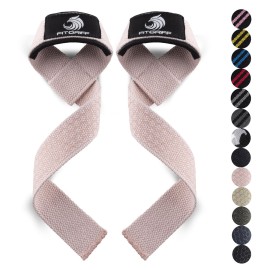Fitgriff Lifting Wrist Straps for Weightlifting, Gym, Deadlift, Workout (Made of Premium Cotton & Padded) - Men & Women (XS, Blush Pink (Silicone-Grip))