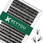 Lash Clusters 300pcs Individual Lashes 50D 0.07C Curl 13mm DIY Eyelash Extension KEYYOU Large Tray Volume Soft&Natural Cluster Lashes(50D-0.07C,13