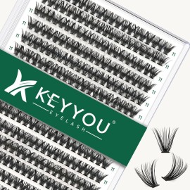 Lash Clusters 300pcs Individual Lashes 40D 0.07C Curl 11mm DIY Eyelash Extension KEYYOU Large Tray Volume Soft&Natural Cluster Lashes(40D-0.07C,11