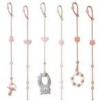 ROCCED Toy Straps for Baby 6pcs, Silicone High Chair Toys Straps Stroller Accessories Toddler Bottle Straps Car Seat Toys Baby Travel Essential Silicone Animal Design Blush+Ivory+TER