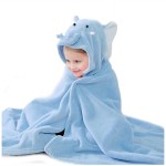 ROMASA Baby Bath Towel with Hooded Ultra Soft and Absorbent Toddlers Bathrobe Newborn Blanket Shower Gifts (Blue Elephant)
