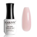 RARJSM Nude Pink Glitter Gel Polish Sparkle Jelly Pink Gold Shimmer Pigment Gel Nail Polish Sheer Transparent Neutral Color Skin Tone 15ml Natural Soak off UV LED Cured for Home Salon DIY Nail Art
