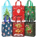 YANGTE 24 Pack 10 Christmas Gift Bags Medium Size, Reusable Non-Woven Christmas Tote Bags with Handles, Perfect for Xmas Gift Wrap/Party Favor Supplies, 10.2  8.2  3.9