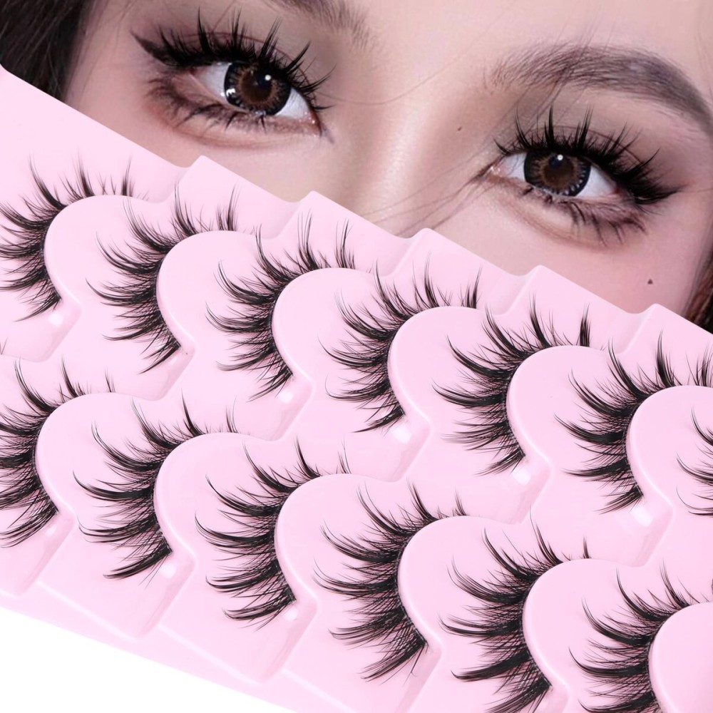 Manga Lashes Natural Look Anime Lashes Cosplay False Eyelashes with Clear Band 3D Wispy Eyelashes Asian Japanese Korean Style Manhua Lashes Look Like Individual Clusters Pack by EYDEVRO