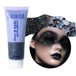DAGEDA Body Glitter Gel, Face Glitters Body Gel Sequins Shimmer Liquid Eyeshadow, Chunky Glitter for Face Hair Nails, Holographic Cosmetic Laser Powder Festival Glitter Makeup 1.7oz (Black)