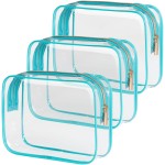 PACKISM Clear Makeup Bag - 3 Pack TSA Approved Toiletry Bags Clear Toiletry Bags for Traveling, Airport Carry on Compliant Bag, Green