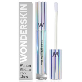 Wonderskin Lip Gloss Blading Top Gloss, Clear Glitter Lip Gloss, Hydrating and High Shine Finish Lip Makeup (Clear Shine)