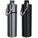 Small Pill Box,(2 Pack) Keychain Pill Holder Portable Mini Travel Pill Container Metal Case Bottle with Keyring