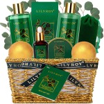 Bath and Body Gift Basket for Christmas - 10-Piece Eucalyptus Luxury Spa Set for Women & Men, Relaxation Ideal for Mothers Day, Fathers Day, Birthday with Shower Gel & More for Her & Him