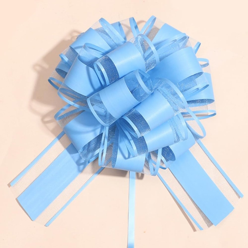 HSXJJ 6 Pieces Pull Bows,Sky Blue Gift Bow,6 inches,Party Gift Wedding Ribbon Bows for Wrapping Boxes or Flower Decorations,Day Gift Decorations (Sky Blue)