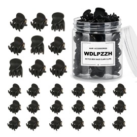 48pcs Mini Hair Claw Clips for Women Girls, Small Tiny Hair Clips Claws Little Plastic Jaw Clamps Clips with Transparent Box (Matte Black)