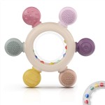 akolik Teething Toys for Babies, Baby Teethers Toy Teething Ring Silicone, Grasping Teething Toy, BPA Free Teething Newborn Accessories for Baby 0 3 6 9 12 18 Months (Ringer Pink)