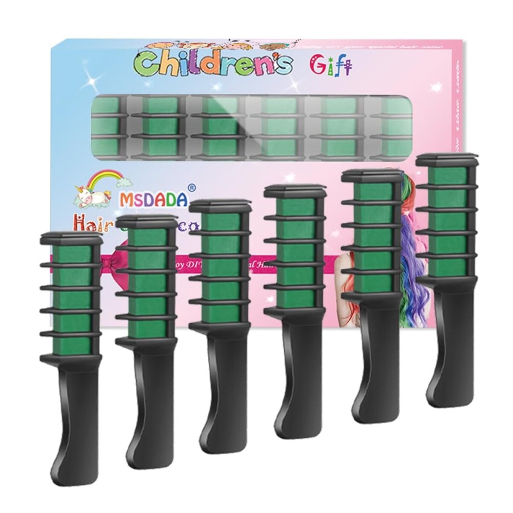 New Hair Chalk Comb Temporary Hair Color Dye for Girls Kids with Light Color Hair, Washable Hair Chalk for Girls Age 4 5 6 7 8 9 10 Birthday Cosplay DIY, St. Patrick\'s Day (Green)