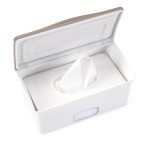Ubbi Baby Wipes Dispenser with Weighted Plate and Secure Seal, Nursery and Baby Registry Essential to Keep Wipes Fresh, Taupe