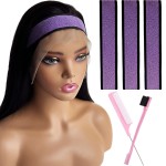 Iraatraa Wig Band and Lace Melting Band Set - Elastic Edge Wrap Bands to Keep Lace Front Wigs in Place and Lay Edges (5 Piece Set, Purple)
