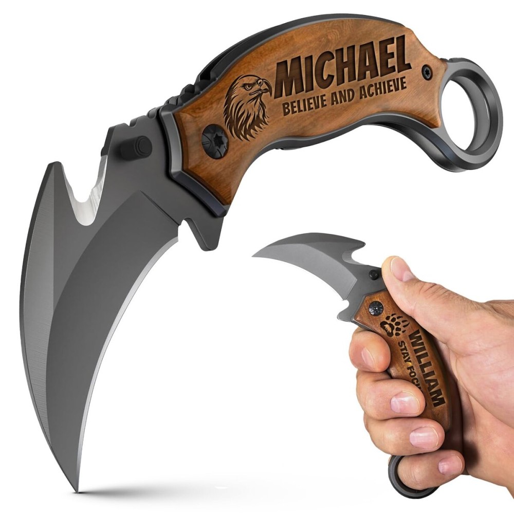 Custom Knife for Men and Women - Personalized Idea Gifts - Engraved Gifts for Dad Husband Boyfriend Wife Girlfriend - Customized Pocket Knives for Birthday, Christmas - Stocking Stuffers Gift X-52 PS