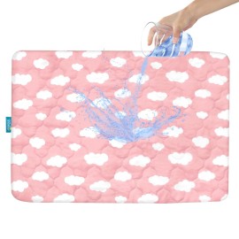Pack and Play Mattress Protector Sheets Fitted Waterproof Playard Mattress Pad Cover, Compatible with Graco Pack n Play & Dream On Me & Pamo Babe, Playpen/Playard Sheet, Pink Cloud, 39 x 27