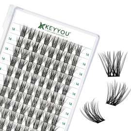 Lash Clusters 96pcs Individual Lashes D Curl 10mm Eyelash Clusters KEYYOU Volume Wispy Lash Extension Soft&Comfortable Easy DIY at Home(Y18,D-10mm)