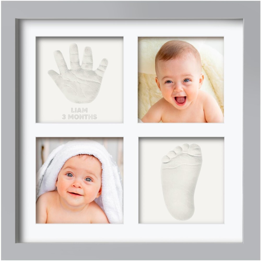 KeaBabies Baby Hand and Footprint Kit - Baby Footprint Kit, Clay Handprint Keepsake Frame, Nursery Picture Frame For Newborns, Personalized New Mom Gifts for Showers & Registry (Cloud Gray)