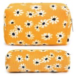 SOIDRAM Makeup Bag Floral Cosmetic Bag Cute Makeup Pouch 1Pcs Large Capacity Makeup Bags and 1Pcs Makeup Brushes Storage Bag Travel Toiletry Bag Organizer