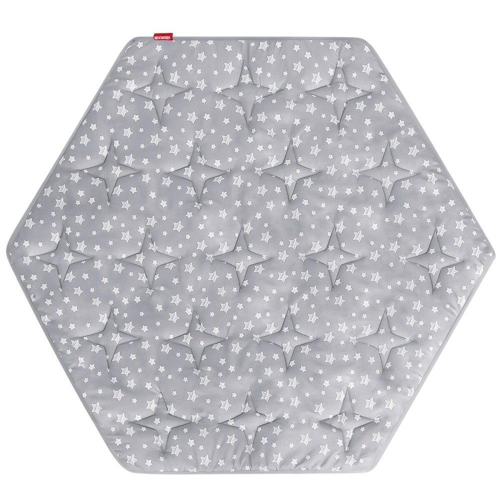 Hexagon Playpen Mat Compatible with Bend River Baby Play Pen, Hexagon Play Mat, Non Slip and Padded Play Mat Grey with Star Print