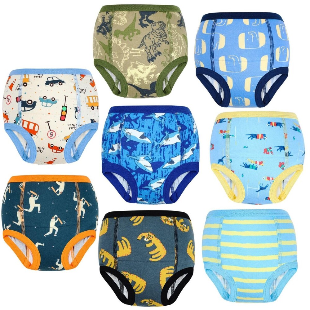 MooMoo Baby Training Underwear for Boys and Girls 8 Packs Absorbent Toddler Training Pants for Boys 2T