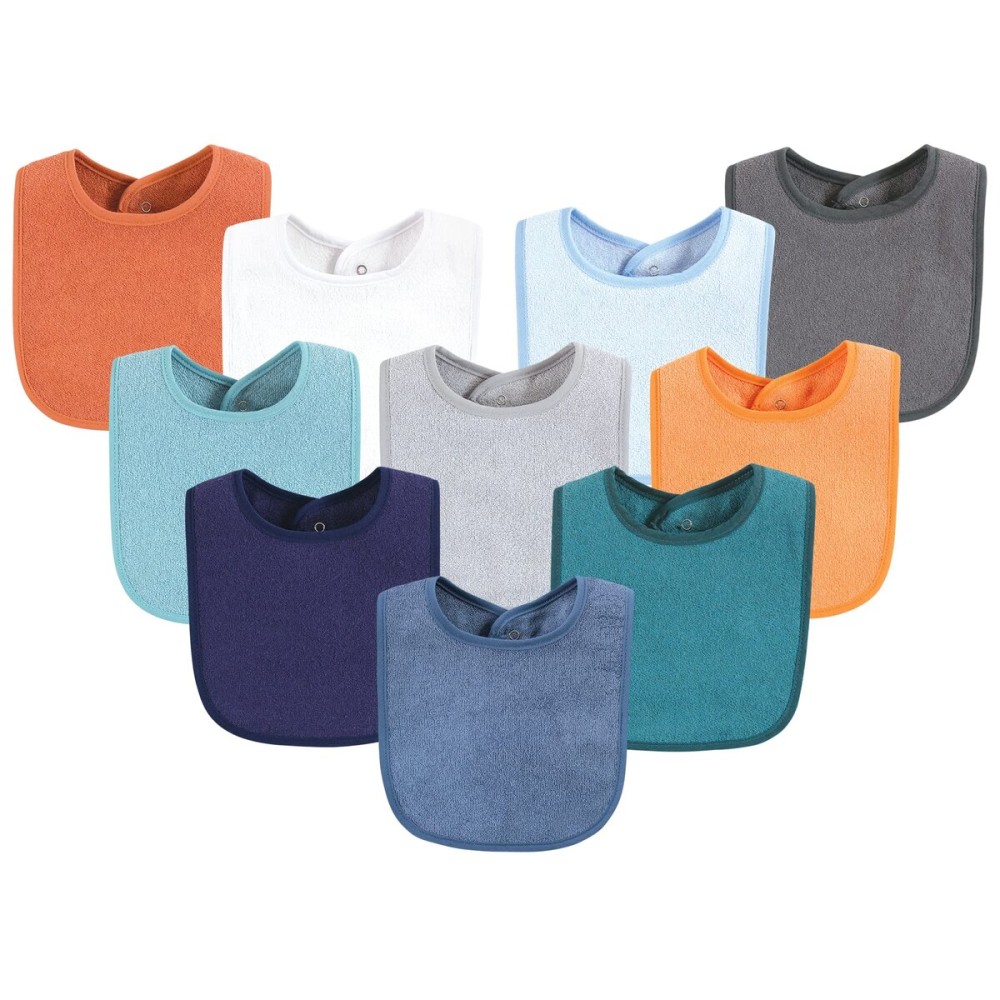 Hudson Baby Unisex Baby Drooler Bib with Waterproof Lining, Blue Orange, One Size