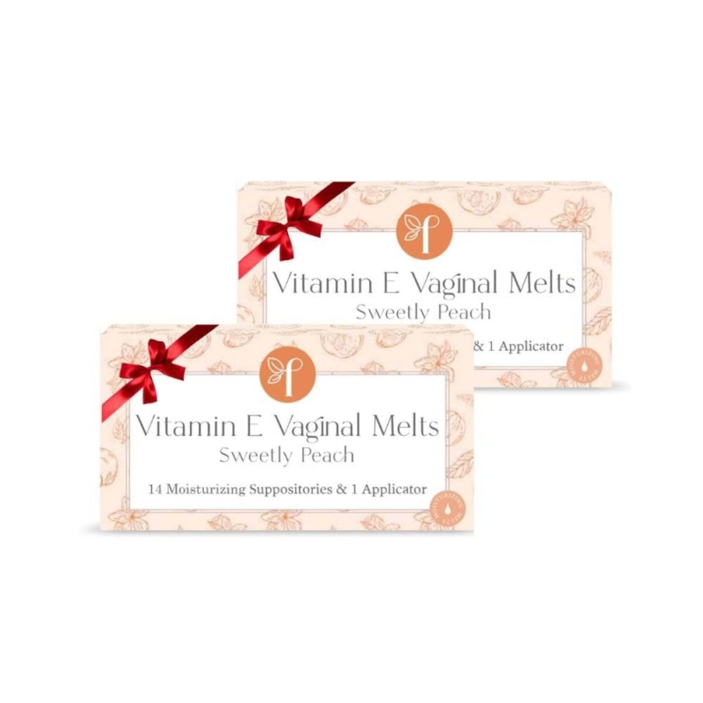 Femallay Organic Vaginal Melts - Peach 2 Pack - 100% Natural Relief for Dryness, Odor & Daily Feminine Discomfort - 14 Count + Applicator