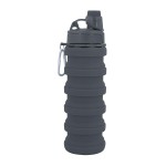 YCTMALL Collapsible Water Bottles Travel Sports Portable Sport Water Bottle comes with mountaineering Buckle 500ml silicone Water-proof camping water bottle (Grey Color)