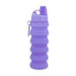 YCTMALL Collapsible Water Bottles Travel Sports Portable Sport Water Bottle comes with mountaineering Buckle 500ml silicone Water-proof camping water bottle (Purple Color)