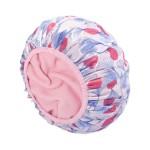 Auban Shower Cap, Shower Cap for Women Terry Cloth Lined EVA Exterior Reusable Double Layer Waterproof, Large Bath Hair Cap, Hotel Travel Essentials Accessories Cleaning Supplies (Flower)