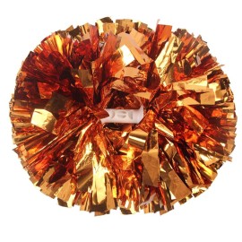 Hooshing 2PCS Orange Pom Poms Cheerleading Metallic Cheer Pom Poms with Baton Handle for Team Spirit Sports Dance Cheering, 14 inch