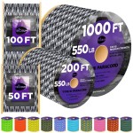 TECEUM Paracord Type III 550 Urban Camo - 1000 ft - 4mm - Tactical Rope MIL-SPEC - Outdoor para Cord -Camping Hiking Fishing Gear and Equipment - EDC Parachute Cord - Strong Survival Rope 1607mb