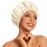 Reusable Shower Cap for Women, Large Waterproof Shower Essentials Bonnet Washable Elastic Band Bath Hair Wrap Hat for Long Hair, Braids(Champagne)