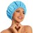 Reusable Shower Cap for Women, Large Waterproof Shower Bonnet Washable Elastic Band Bath Hair Hat for Long Hair, Braids(Lake Blue)