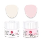 Revel Nail Dip Powder - White and Pink Dip Powder for Nails, Chip Resistant Dip Nail Powder with Vitamin E and Calcium, DIY Manicure