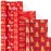 LeZakaa Red Gold Christmas Wrapping Paper Mini Roll, Christmas Tree Buffalo Plaid, Holly Jolly, Wreath Metallic Foil Holiday Gift Wrap, Arts Craft, for Xmas Winter Party, 17 x 120 inches, 3 Rolls