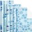 LeZakaa Blue Christmas Wrapping Paper Mini Roll, Snowman Reindeer Crystal Ball Snowflake Tree Metallic Foil Holiday Gift Wrap, Arts Craft, for Xmas Winter Party, 17 x 120 inches, 3 Rolls