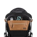 Itzy Ritzy Adjustable Stroller Caddy and Organizer Bag Featuring Front Zippered Pocket, 2 Built-in Interior Pockets & Adjustable Straps to Fit Nearly Any Stroller (Cognac)