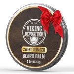 Viking Revolution Sweet Tobacco Beard Balm - Tobacco Scented Beard Butter with Argan Oil & Jojoba Oil - Softens and Moisturizes Beards for Men (2oz, 1 Pack)