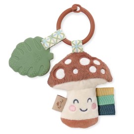 Itzy Ritzy Infant Toy & Teether - Itzy Pal Baby Teething Toy Includes Lovey, Crinkle Sound, Textured Ribbons & Silicone Teether Toy for Newborn (Mushroom)